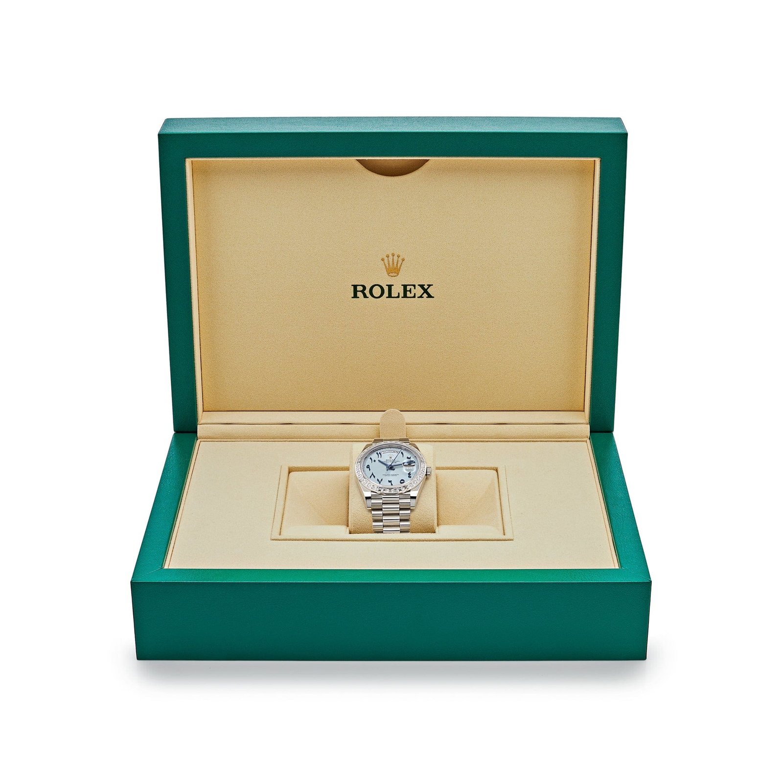 R01ex Day-Date 40 228396TBR Platinum Ice Blue Arabic Dial D1am0nd Bezel